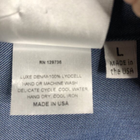 Finley Top Womens Jacket Blue Chambray Tencel Western Casual Ruffle Feminine - Picture 7 of 16